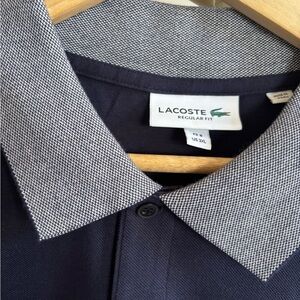 Lacoste Men's Polo with Navy and Gray Collar